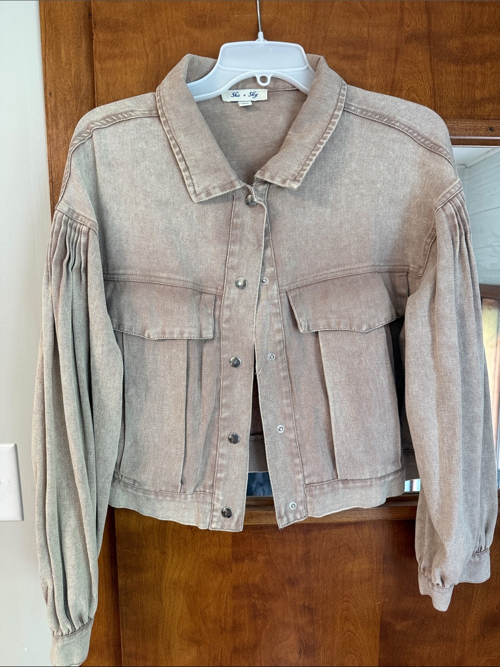 Cotton Blend Washed Tan Jacket